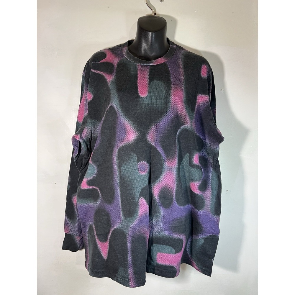 Men's L Supreme Ss21  Half Tone Top Black Graffiti Text Purple 2 Small Errors